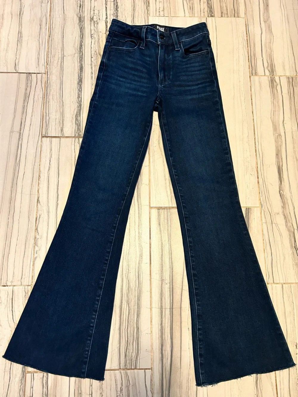 PAIGE Genevieve Dark Blue Flare Stretch Jeans 30” Inseam in Color Novela - Picture 1 of 16